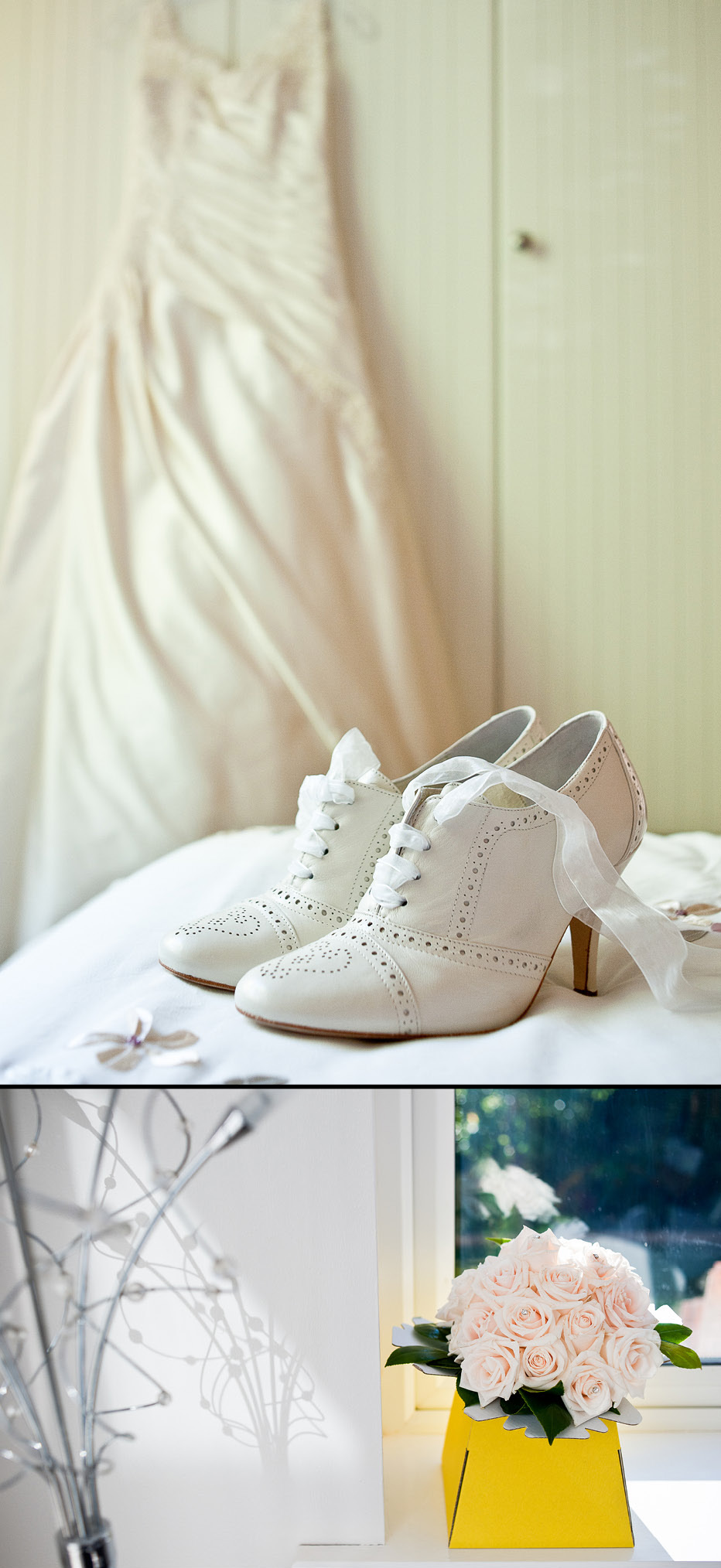 Bridal dress and shoes, Dorset