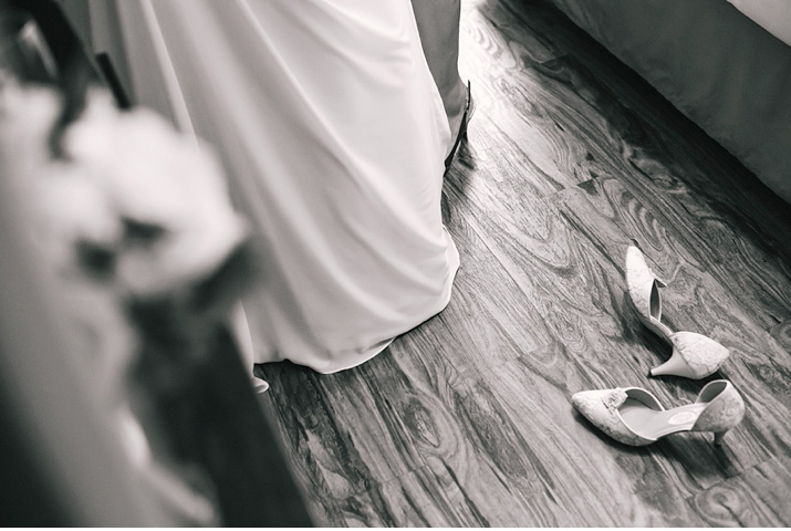 brides shoes on floor