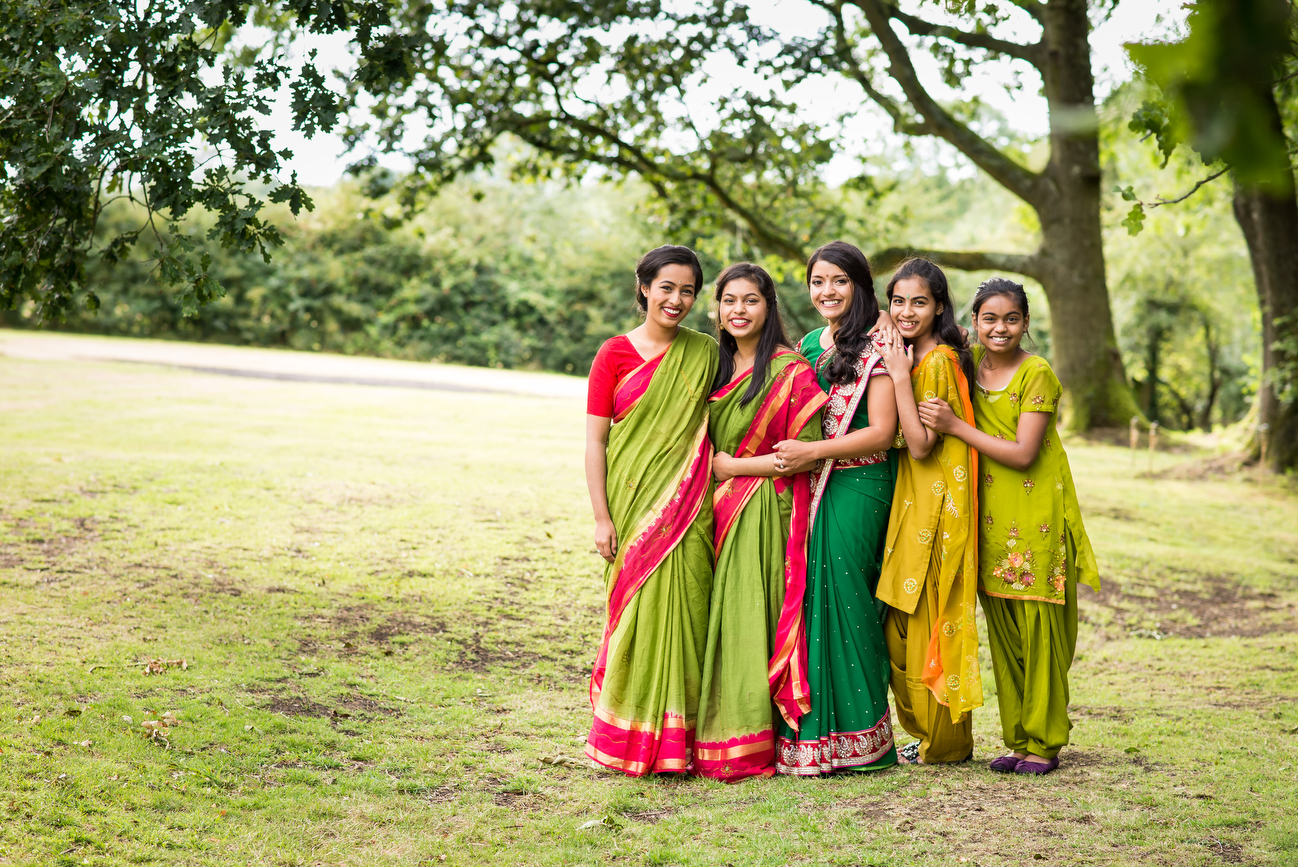 bridal party at new forest asian wedding